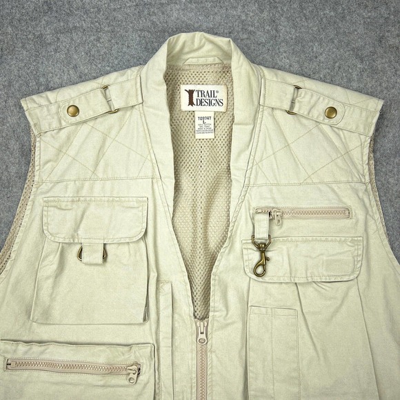 VTG Trail Designs Vest Mens Large Tan Khaki Fishing Hunting Outdoors Pockets‎ - Picture 2 of 16